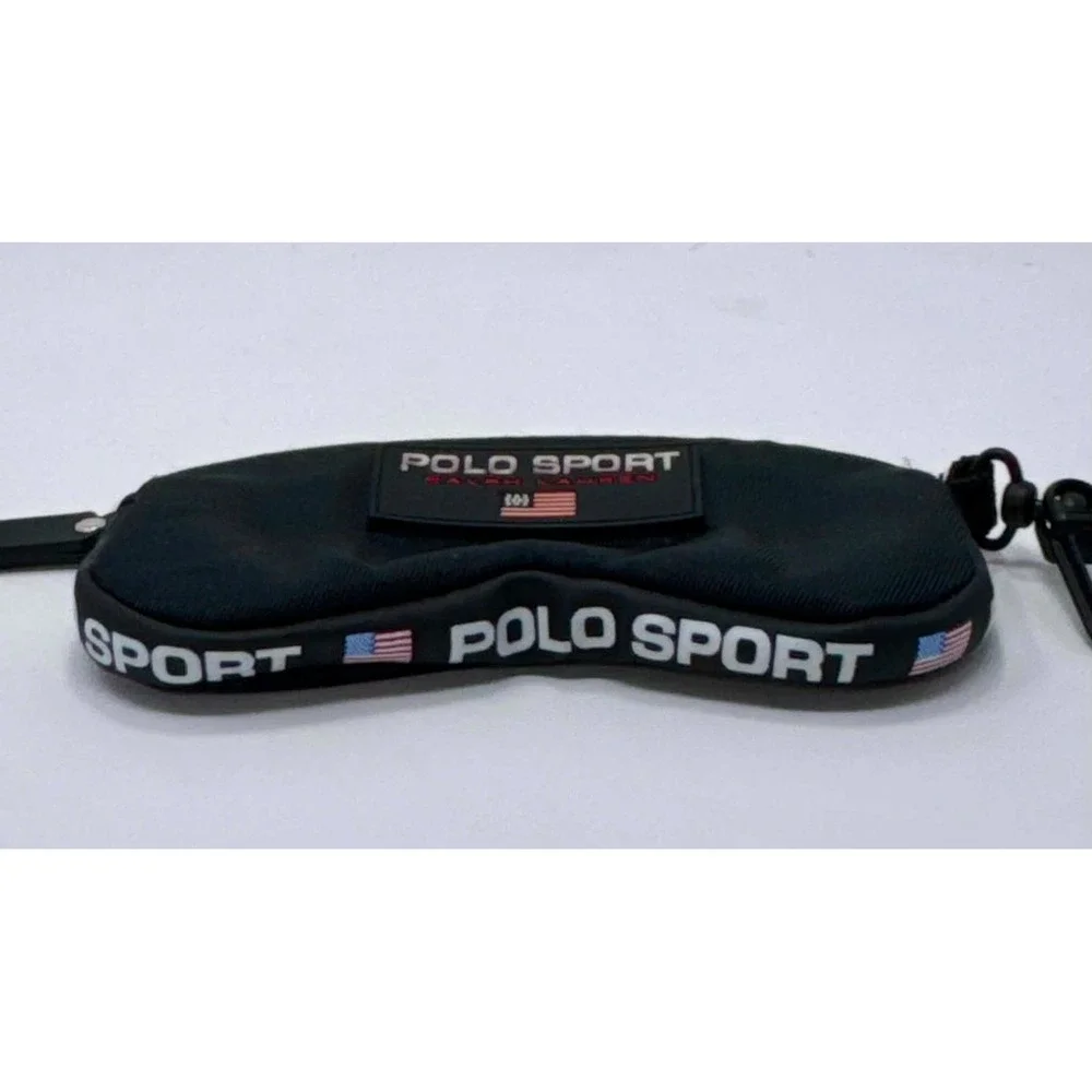 VTG Polo Sport Ralph Lauren Soft Sunglass Case Black Full Zip Logo Keychain USA